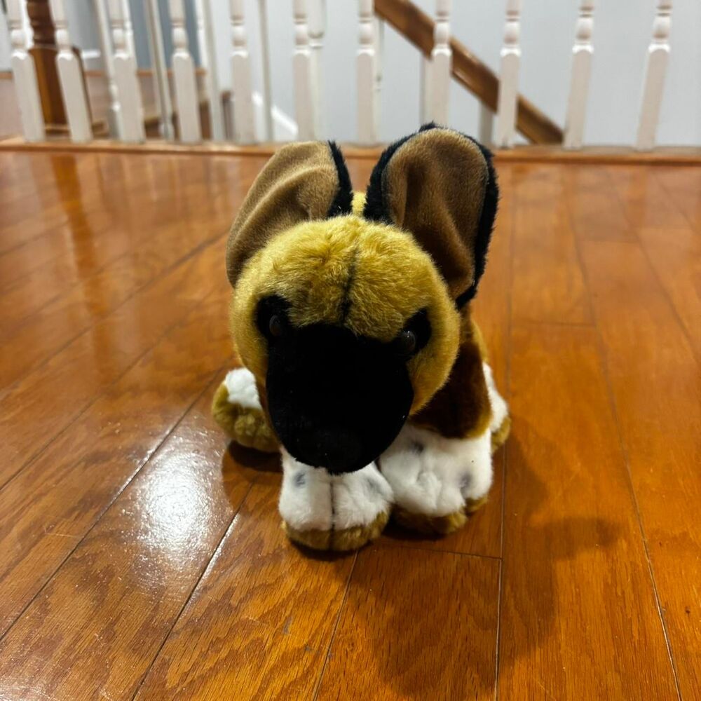 PLUSH PUPPY German Shepherd Stuffed Animal Brown White Soft Cuddly Plushie